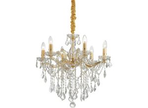 8021696035635 - Florian - 6 Light Crystal Chandelier Gold Finish E14 - Ideal Lux