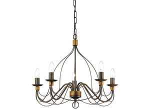 8021696057187 - Idealluxlighting - Ideal Lux Corte - 5 Light Chandelier Rust Brown Finish E14