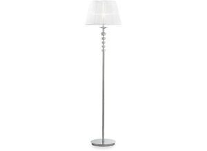 8021696059228 - Ideal Lux Pegaso - 1 Licht Stehleuchte Chrom Weiß Kristall mit Organza-Schirm E27