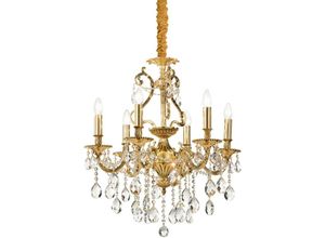 8021696060507 - Gioconda - 6 Light Crystal Kronleuchter Antik Gold Finish E14 - Ideal Lux