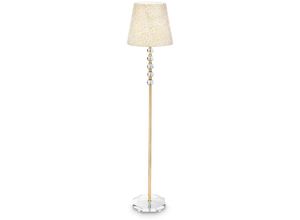 8021696077765 - Queen - 1 Licht Stehlampe Gold klar mit Glasdekoration E27 - Ideal Lux