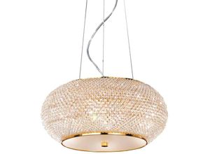 8021696082172 - Pasha - 6 Licht Decke Anhänger Gold mit Kristallen E14 - Ideal Lux