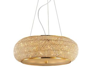 8021696082257 - Pasha - 10 Licht Decke Anhänger Gold mit Kristallen E14 - Ideal Lux