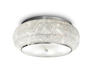 8021696100746 - Pasha - 10 Light Ceiling Flush Light Chrom Kristall E14 - Ideal Lux