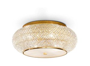 8021696100791 - Pasha - 10 Light Ceiling Flush Light Gold mit Kristallen E14 - Ideal Lux