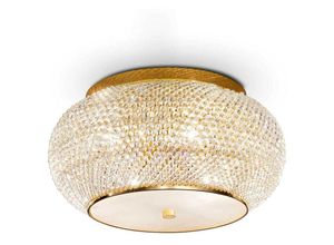 8021696100807 - Pasha - 6 Light Ceiling Flush Light Gold mit Kristallen E14 - Ideal Lux