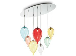 8021696100937 - Clown - 7 Light Oval Balloon Cluster Anhänger Mehrfarbig G9 - Ideal Lux