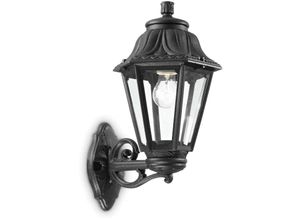 8021696101491 - Anna - 1 leichte Wandlaterne mit Außenspülung Schwarz IP44 E27 - Ideal Lux