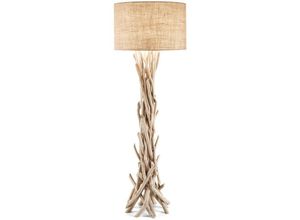 8021696148939 - Driftwood - 1 Leuchte Stehlampe Braun Beige mit Schirm E27 - Ideal Lux