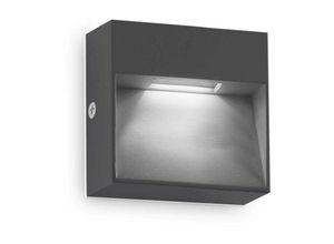 8021696316871 - Dedra Integrierte quadratische LED-Wandleuchte für den Außenbereich Anthrazit 160 lm 3000 k IP65 - Ideal Lux