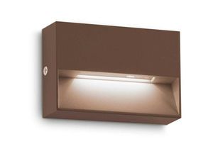 8021696316895 - Dedra Integrierte rechteckige LED-Wandleuchte für den Außenbereich Kaffeebraun 160 lm 3000 k IP65 - Ideal Lux