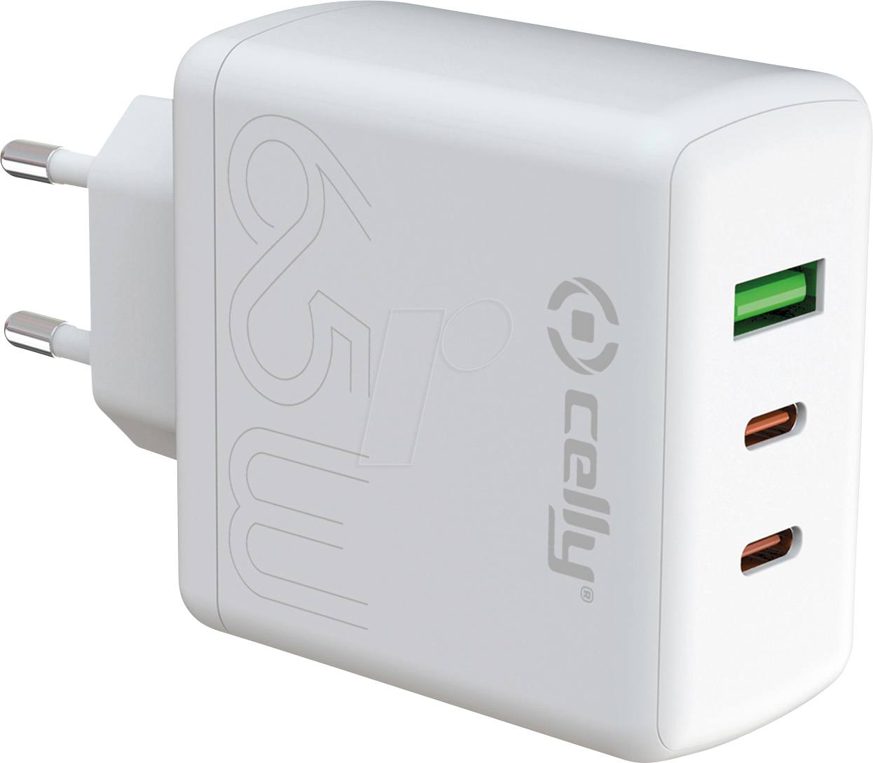 8021735202301 - CELLY ProPower TC3GAN65WEVO power adapter - GaN - USB 2 x USB-C - 65 Watt