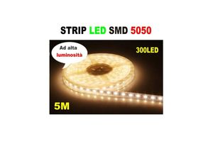 8022044059570 - Trade Shop Traesio - Wasserbeständiger LED-Streifen - 5 Meter - SMD5050 warm weiss - 300 l -5 Ampere-