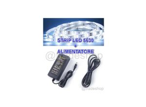 8022044138640 - Trade Shop Traesio - 5 m streifen 300 led smd 5630 weiss 5 m wasserdicht + stromversorgung 5A Warmes Weiß - Warmes Weiß