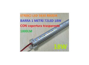 8022044154961 - Trade Shop Traesio - 1 meter 5630 72 led 18w rigid bar light strip transparent matt covered Transparente Abdeckung Kühles Weiß - Kühles Weiß