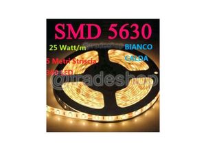 8022044190457 - Trade Shop Traesio - 5 m streifen 300 led smd 5630 weiss 5 mt hohe helligkeit wasserdicht Warmes Weiß - Warmes Weiß