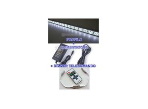 8022044195872 - Trade Shop Traesio - wasserdichte aluminium-profilschiene 1 meter mit 72 leds + vorschaltgerät + dimmer Undurchsichtige Deckung Warmes Weiß smd 7020