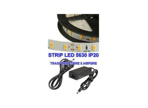 8022044240343 - Trade Shop Traesio - 5 m mt 300 smd 5630 led streifen ohne silikon IP20 + stromversorgung 5A Warmes Weiß - Warmes Weiß