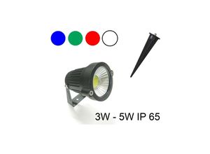 8022044266688 - Trade Shop Traesio - cob led gartenstrahler 3W 5W watt pfahlhalter lichtfarbe IP65 3 Watt Warmes Weiß - Warmes Weiß