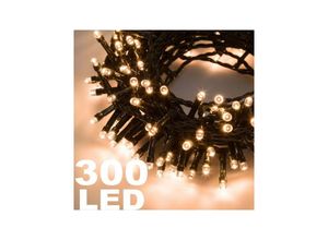 8022044277707 - Trade Shop Traesio - 300 warmweisse led-lichterkette für den innenbereich mit 8-FUNKTIONS-CONTROLLER