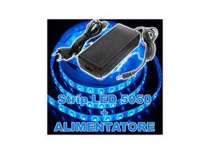 8022044280455 - Trade Shop Traesio - led streifen kit 5050 flexibel 5M klebend mit stromversorgung 3A blau blau IP65