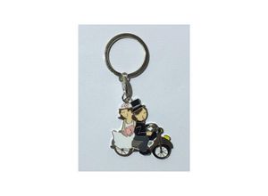 8022044558578 - Trade Shop Traesio - braut und bräutigam auf motorrad schlüsselanhänger hochzeit zugunsten gadget geschenk