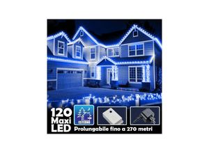 8022044585345 - Trade Shop Traesio - weihnachtslichterkette 120 led blaues licht mit blitz 9MT outdoor ausziehbar