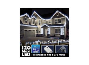 8022044585352 - Trade Shop Traesio - weihnachtslichterkette 100LED kaltweiss mit blitz 9MT outdoor ausziehbar