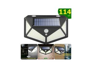 8022044589855 - Trade Shop Traesio - 114 led flutlicht mit solarpanel und bewegungssensor dämmerungsscheinwerfer