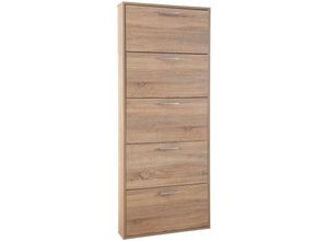 8024183073738 - Schlankes Holz-Schuhschrank platzsparendes Modell Made in Italy für die Inneneinrichtung -5 Türen   Eiche