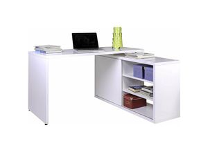 8024183086592 - Composad - Weißer Eckschreibtisch 150 cm für Büro und Schlafzimmer linear mit Tür und offenen Fächern