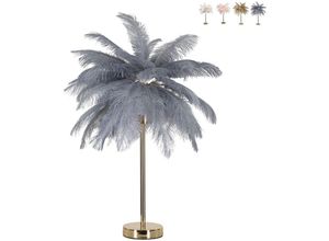 8024609372339 - Mauro Ferretti - Tischlampe mit Federlampenschirm und 2 Lichtpunkten Palm s Farbe Grau