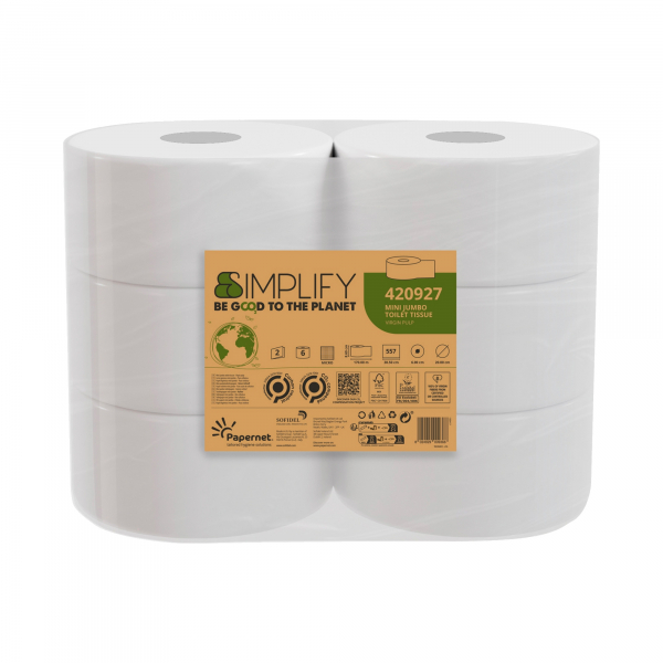 8024929009366 - Toilettenpapier Simplify Mini Jumbo 420927 2-lagig weiß 557 Blatt   Rolle 8024929009366 6 Stück