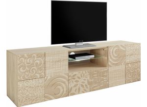 8024963394992 - Lowboard LC Miro Sideboards braun (eichefarben sägerau mit siebdruck) Lowboards Breite 181 cm dekorativem Siebdruck
