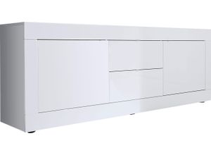 8024963417417 - Lowboard INOSIGN Basic Breite 210 cm TV-Board 2 Türen Schubkästen TV-Schrank Sideboards Gr B H T 210 cm x 66 cm x 43 cm 2 weiß (weiß hochglanz lack) Lowboards Sideboards Metallgriff moderne Rahmenoptik viel Stauraum Farbauswahl