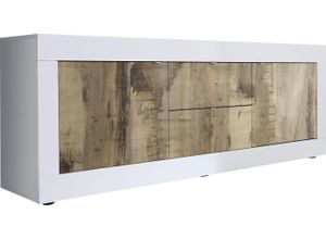 8024963417554 - Lowboard INOSIGN Basic Breite 210 cm TV-Board 2 Türen Schubkästen TV-Schrank Sideboards Gr B H T 210 cm x 66 cm x 43 cm 2 weiß (weiß hochglanz lack pero) Lowboards Sideboards Metallgriff moderne Rahmenoptik viel Stauraum Farbauswahl