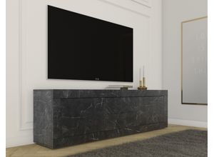 8024963421971 - Lowboard INOSIGN Basic Breite 210 cm TV-Board 2 Türen Schubkästen TV-Schrank Sideboards Gr B H T 210 cm x 43 cm x 60 cm 2 schwarz (marmor anthrazit) Lowboards Sideboards Metallgriff moderne Rahmenoptik viel Stauraum Farbauswahl