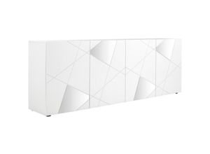 8024963423326 - Vente-unique - Sideboard mit 4 Türen - Weiß lackiert - cantiano