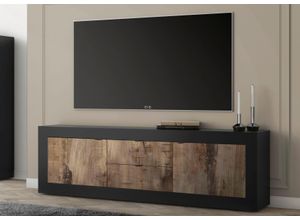 8024963425702 - Lowboard INOSIGN Basic Breite 210 cm TV-Board 2 Türen Schubkästen TV-Schrank Sideboards Gr B H T 210 cm x 66 cm x 43 cm 2 schwarz (schwarz matt pero) Lowboards Sideboards Metallgriff moderne Rahmenoptik viel Stauraum Farbauswahl