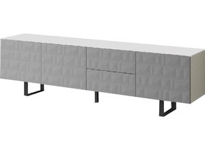 8027519008114 - Lowboard Sideboards Gr B H T 220 cm x 52 cm x 45 cm grau (weiß grau) Lowboards Breite 220 cm