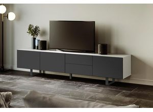 8027519008206 - Lowboard Sideboards Gr B H T 220 cm x 52 cm x 45 cm schwarz-weiß (weiß schwarz) Lowboards Breite 220 cm