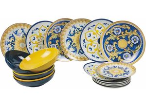 8029121937196 - Teller-Set VILLA DESTE Geschirr-Set Sizilien Geschirr-Sets Gr 18 tlg blau Teller-Set Service Tafelservice 18 Teile für 6 Personen