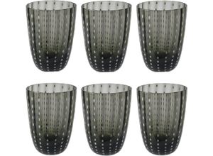 8029121951710 - Gläser-Set VILLA DESTE Kalahari Rauchgrau Trinkgefäße Gr Ø 85 cm x 11 cm 300 ml 6 tlg grau (dunkelgrau) Gläser-Sets Wassergläser-Set 6-teilig Inhalt 300 ml