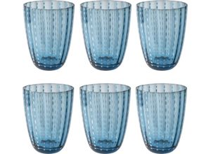 8029121951727 - Gläser-Set VILLA DESTE Kalahari Graublau Trinkgefäße Gr Ø 85 cm x 11 cm 300 ml 6 tlg blau (graublau) Gläser-Sets Wassergläser-Set 6-teilig Inhalt 300 ml