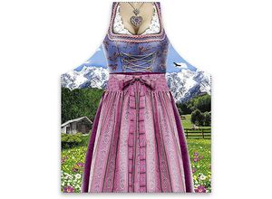 8030310347924 - - Dirndl Kochschürze Bayerische Tracht bunt bedruckt 100% Polyester Universalgröße für Erwachsene