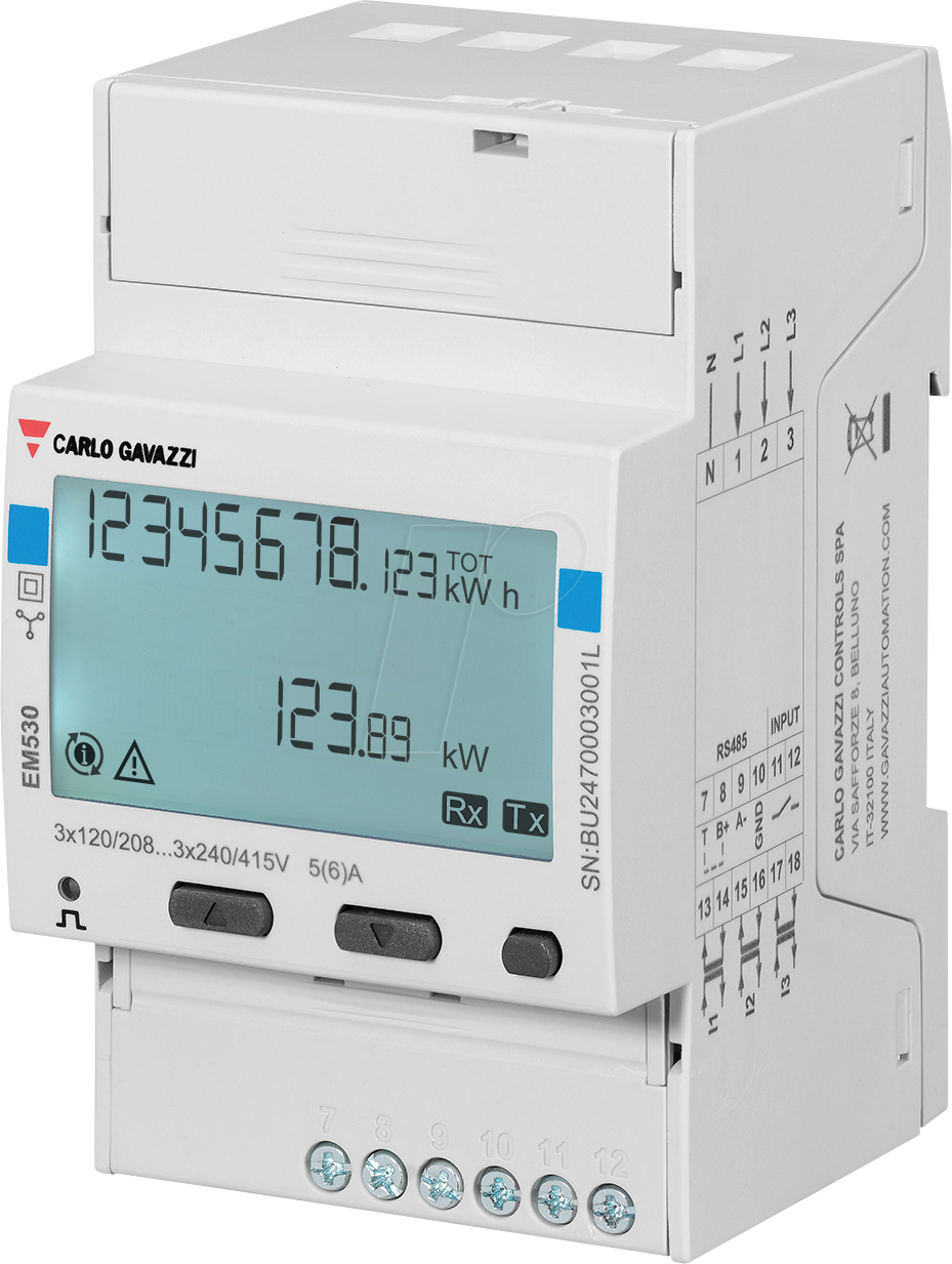 8030956089196 - EM530DINAV53XS1P - Energiezähler EM530 3 Phasen LCD Display 230 - 400 V