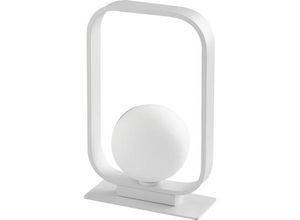 8031414868759 - - Kleine Tischleuchte roxy Weiß mit Opal Glaskugel  26cm hoch 16cm breit
