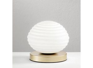 8031414888580 - Tischleuchte Ripple in Weiß und Gold E27 180mm - white - Eco-light