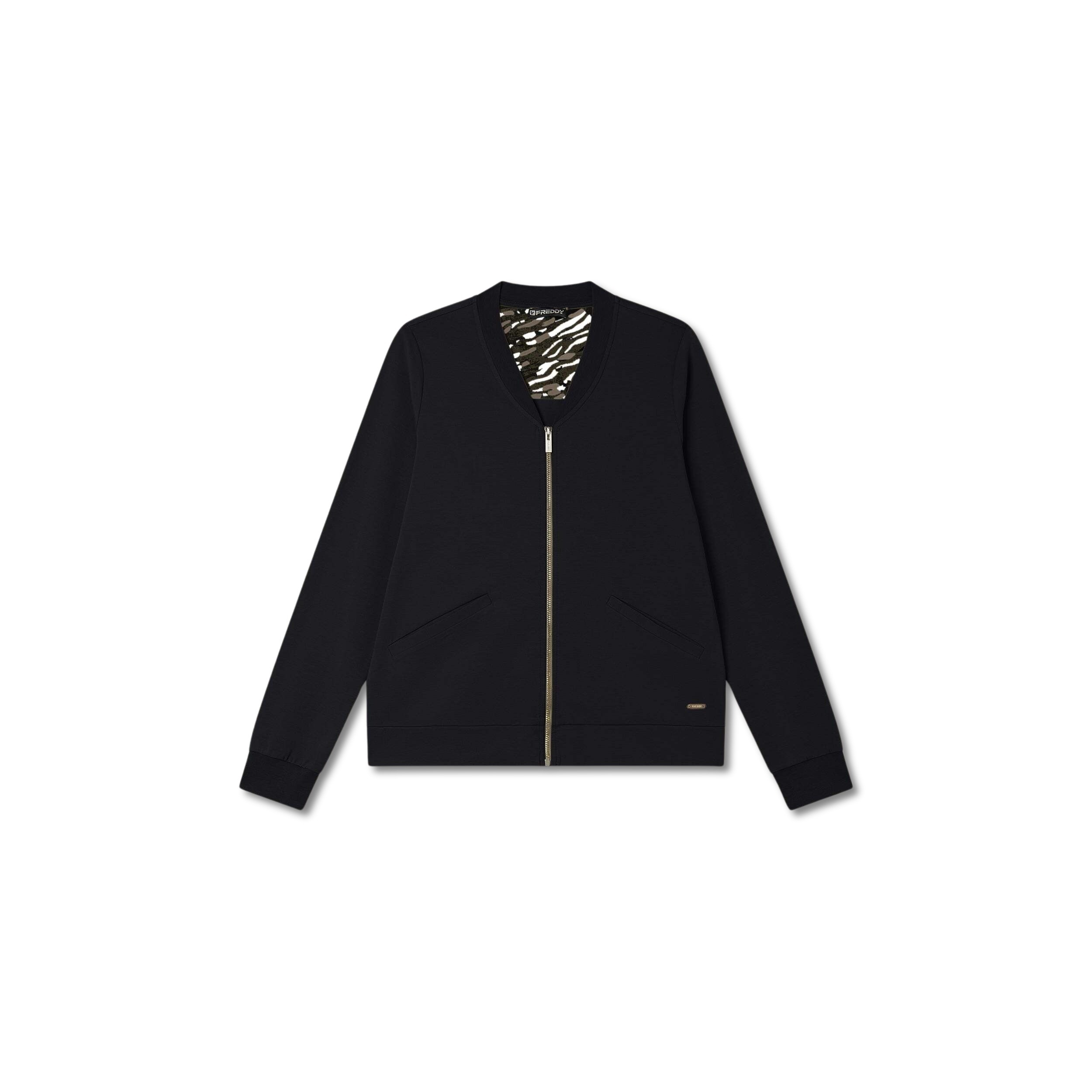 8034170200214 - Damen Sweatshirt mit durchgehendem Reißverschluss und Rippkragen Freddy