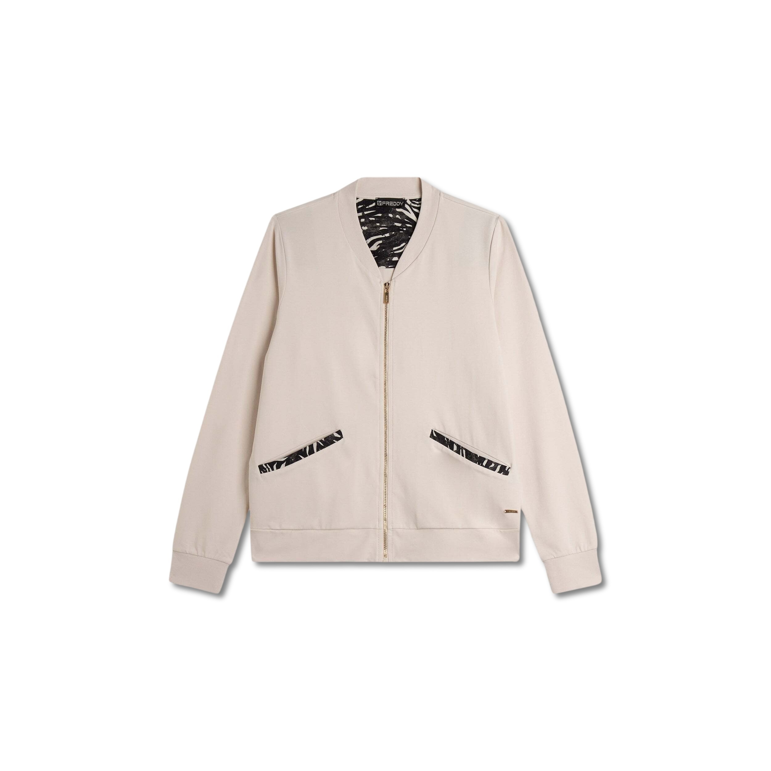 8034170200542 - Damen Sweatshirt mit durchgehendem Reißverschluss und Rippkragen Freddy